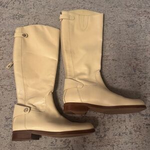 Sam Edelman Ivory Leather Knee-High Boots – Size 9
